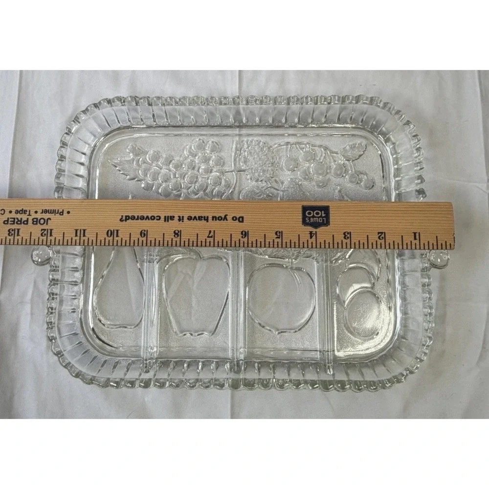 Vintage‎ Indiana Glass Embossed Fruit Divided 5-Part Serving Relish Tray Dish